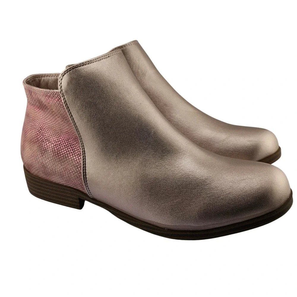 Mia‎ Girl's Ankle Boots Size 6M Rose Gold Snake Print Zipper Casual Shoes New